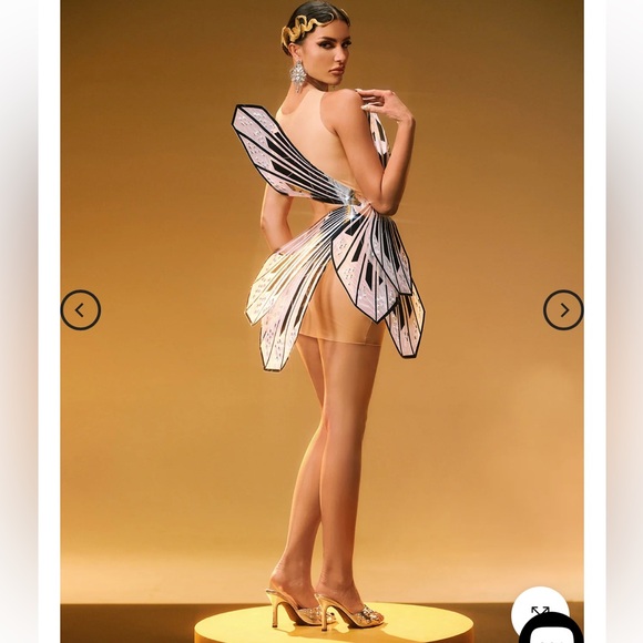 Sheer Nude and Silver Mirrored Cocktail Dress prom dress - Picture 16 of 17